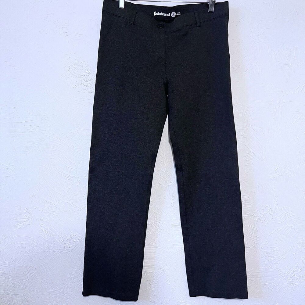 Betabrand Women's SZ L Petite Charcoal Gray Dress Pants Yoga Straight
